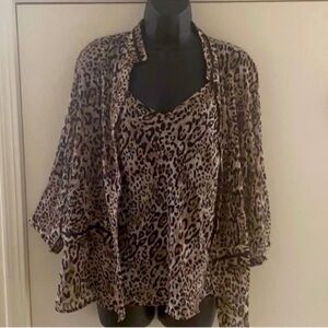 Dialogue Brown and Black Animal Print Top Set